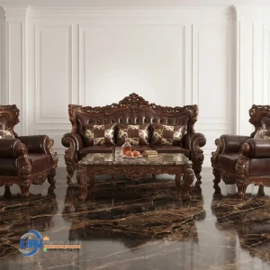 Sofa Tamu Jati Ukir Jaguar Original Leather