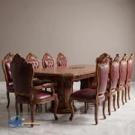 Dining Set Meja Makan Jati Klasik 10 Kursi Ganesa Mewah