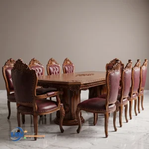 Dining Set Meja Makan Jati Klasik 10 Kursi Ganesa Mewah