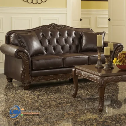 3 Seater Sofa Kulit Asli Ruang Mewah Minimalis