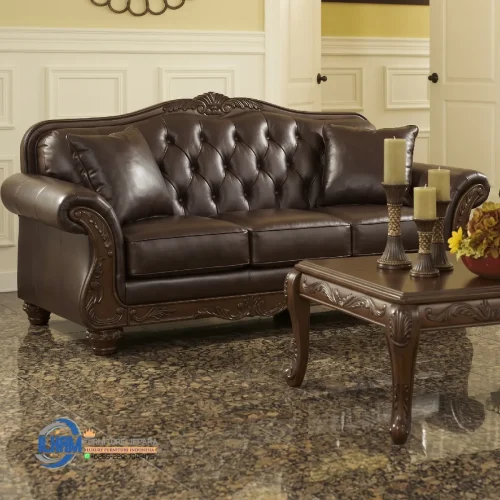 3 Seater Sofa Kulit Asli Ruang Mewah Minimalis