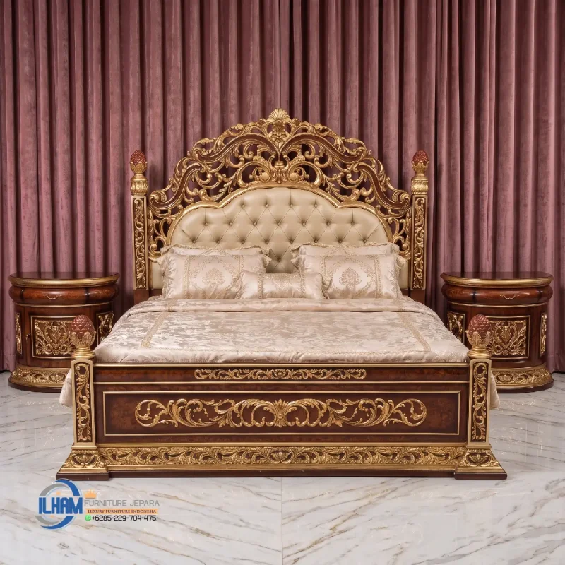 Ilham Furniture Jual Tempat Tidur Klasik Jepara Gold Jati Mewah Terbaru