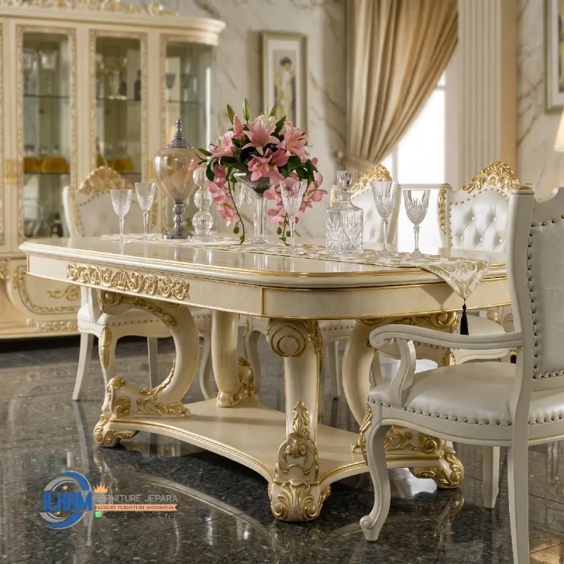 Meja Makan Mewah Klasik Eropa Elegan