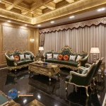 Set Sofa Tamu Kulit Klasik Gaya Rumah Eropa