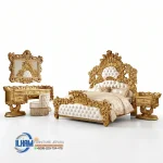 Set Tempat Tidur Mewah Gold Klasik Jepara