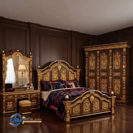 Set Tempat Tidur Ukiran Mewah Jati Klasik Jepara