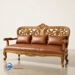 Sofa Jati Klasik Jok Kulit Asli