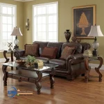 Sofa Jati Kulit Asli Mewah Minimalis