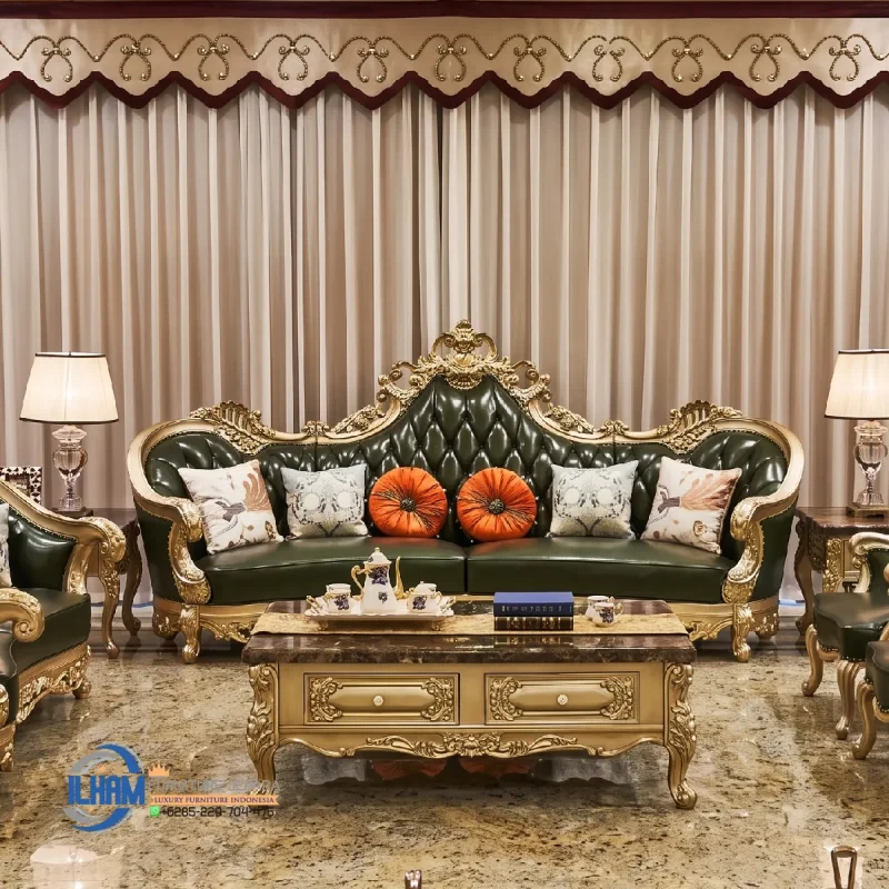 Sofa Kulit Klasik Gaya Rumah Eropa