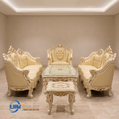 Sofa Tamu Jepara Mewah Ukir Klasik Handmade