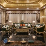 Sofa Tamu Kulit Klasik Gaya Rumah Eropa