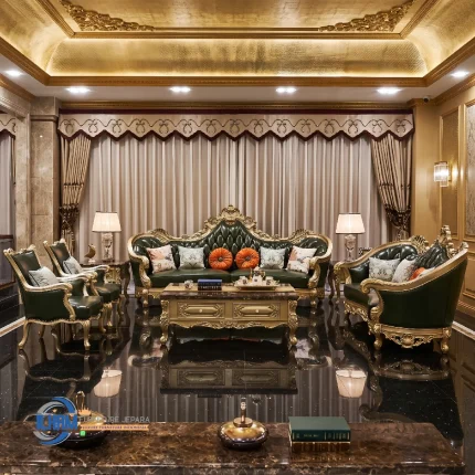 Sofa Tamu Kulit Klasik Gaya Rumah Eropa