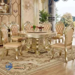 Dining Set Meja Makan Klasik Jepara 6 Kursi Bundar