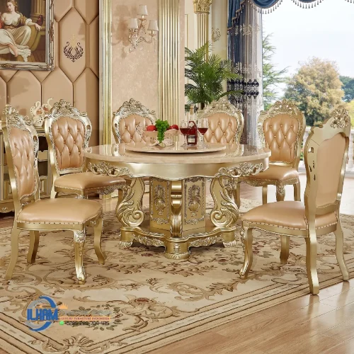 Dining Set Meja Makan Klasik Jepara 6 Kursi Bundar