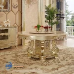 Dining Table Meja Makan Klasik Jepara 6 Kursi Bundar