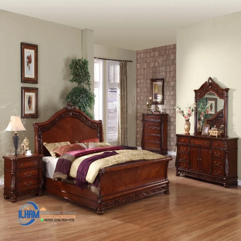 Jual Kamar Set Tempat Tidur Jati Klasik Ukiran Jepara Authentic