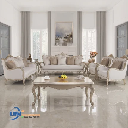 Luxury Champagne Style Sofa Tamu Modern Jepara