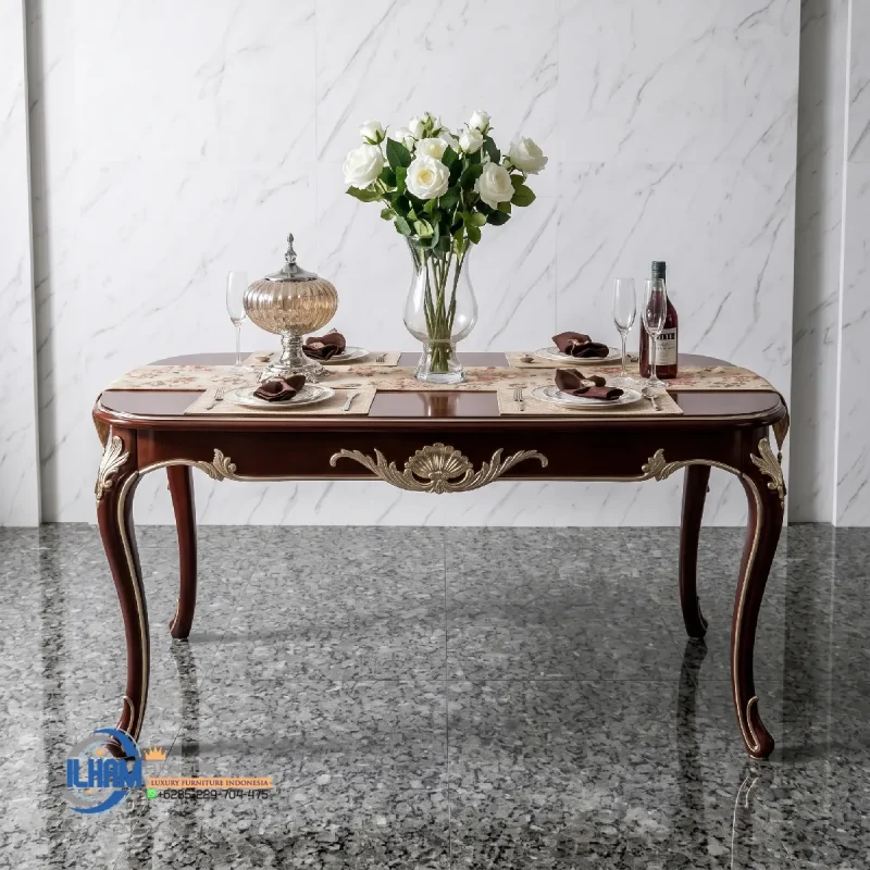 Meja Makan Kayu Jati Ukir Jepara
