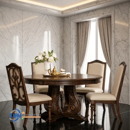 Meja Makan Klasik Bundar Kayu Jati
