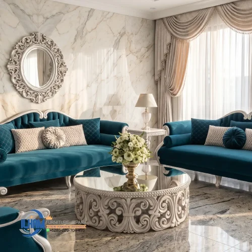 Meja Sofa Tamu Klasik White Modern Jepara