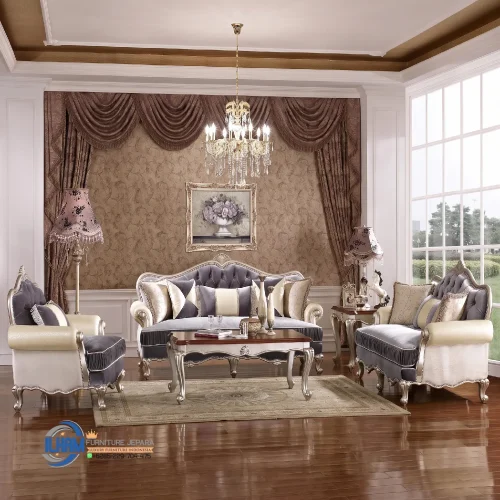 Set Sofa Tamu Mewah Silver Jepara Exclusive