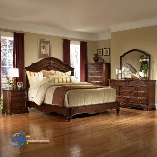 Set Tempat Tidur Jati Jepara Desain Minimalis Elegan
